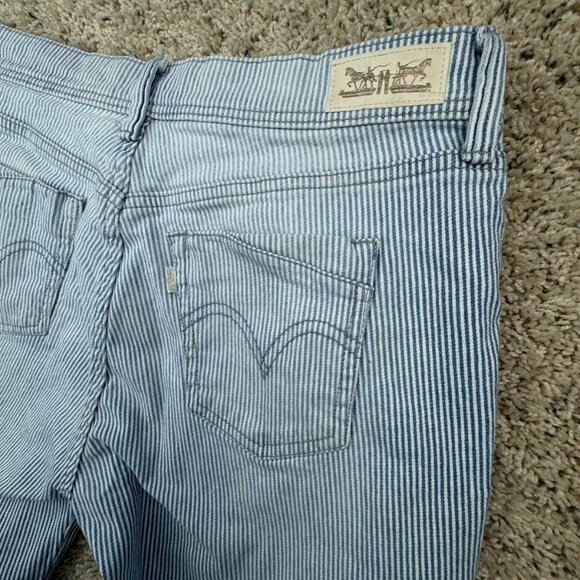 LEVI'S WOMEN'S SHORTS STRIPED BLUE WHITE SIZE 6 COTTON BLEND Stretch White Tab - Picture 9 of 15